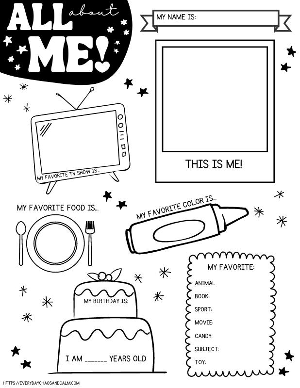 Free Printable All About Me Worksheets For Kids