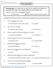 Homograph Worksheets