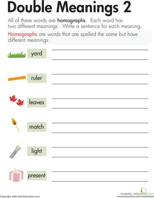 Homographs: Double Meanings 2 | Worksheet 
