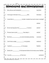 homonym worksheet free