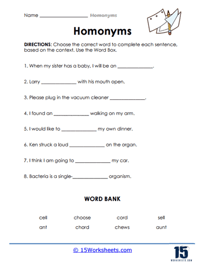 Homonyms Worksheets - 15 Worksheets Library