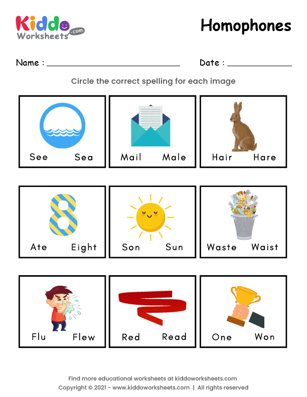 Free Printable Homophones Worksheet 2 - kiddoworksheets