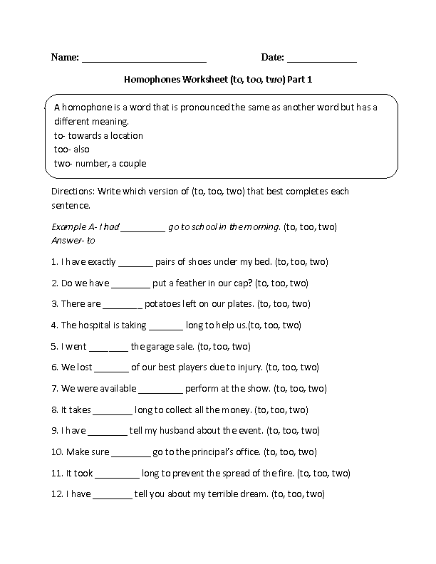 homonym worksheet pdf