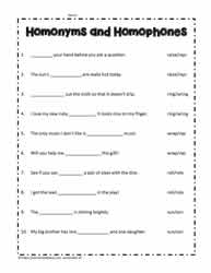 Homonym and Homophone Worksheets