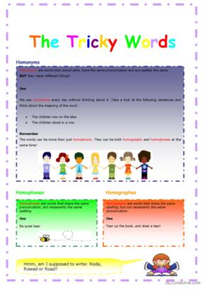 homonyms and homographs worksheet