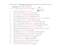 homonyms and homographs worksheet