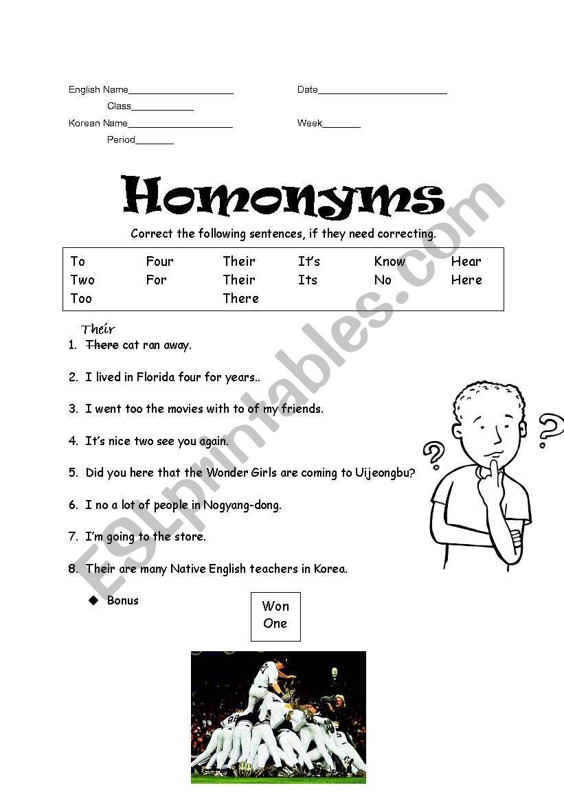 homonyms worksheet grade 3