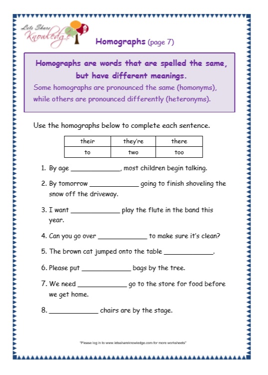 Grade 3 Grammar Topic 25 Homographs Worksheets Lets Share Knowledge