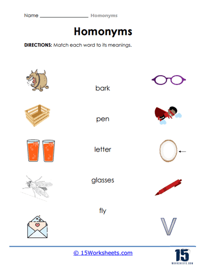 homonyms worksheet pdf