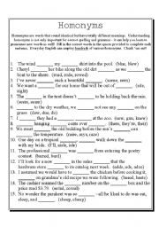 homonyms worksheet pdf