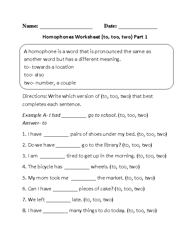 homophone practice worksheet