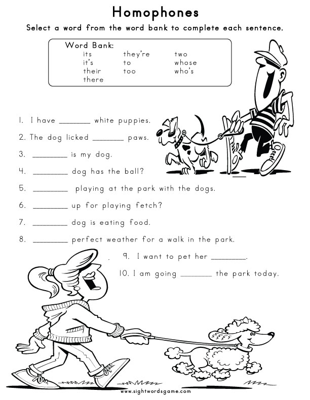Homophones - we provide a list of common homophones and worksheets