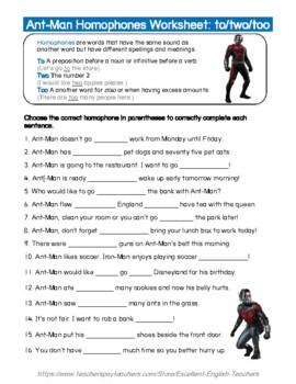 homophone worksheet for middle school