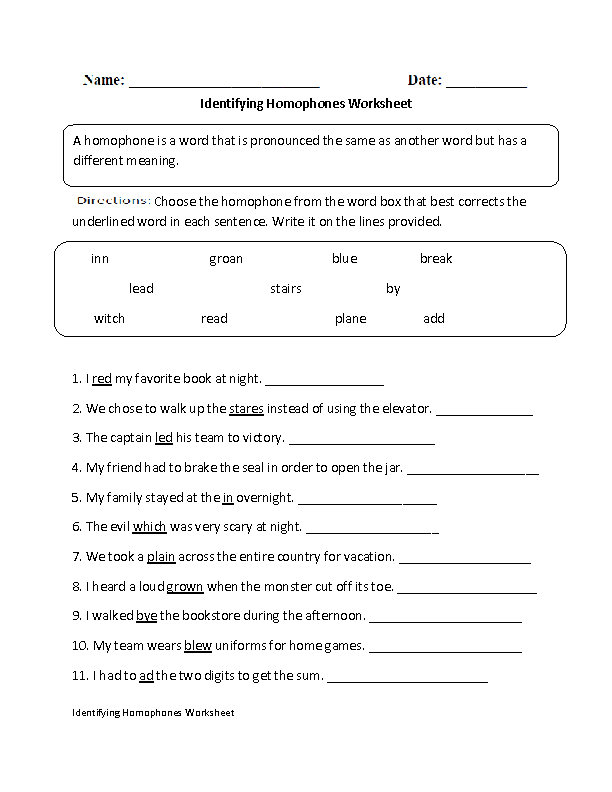worksheets library | Homophones Worksheets