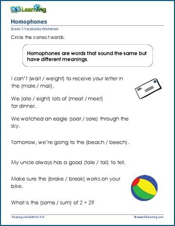 Homophones worksheets | Worsheets library