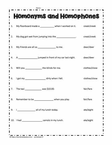 Homophone-Worksheet-j Worksheets