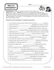 What are Homophones? Homophone Worksheet