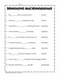 homophone worksheet grade 4