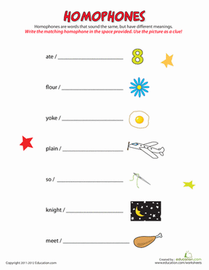 homophone worksheet lesson plans