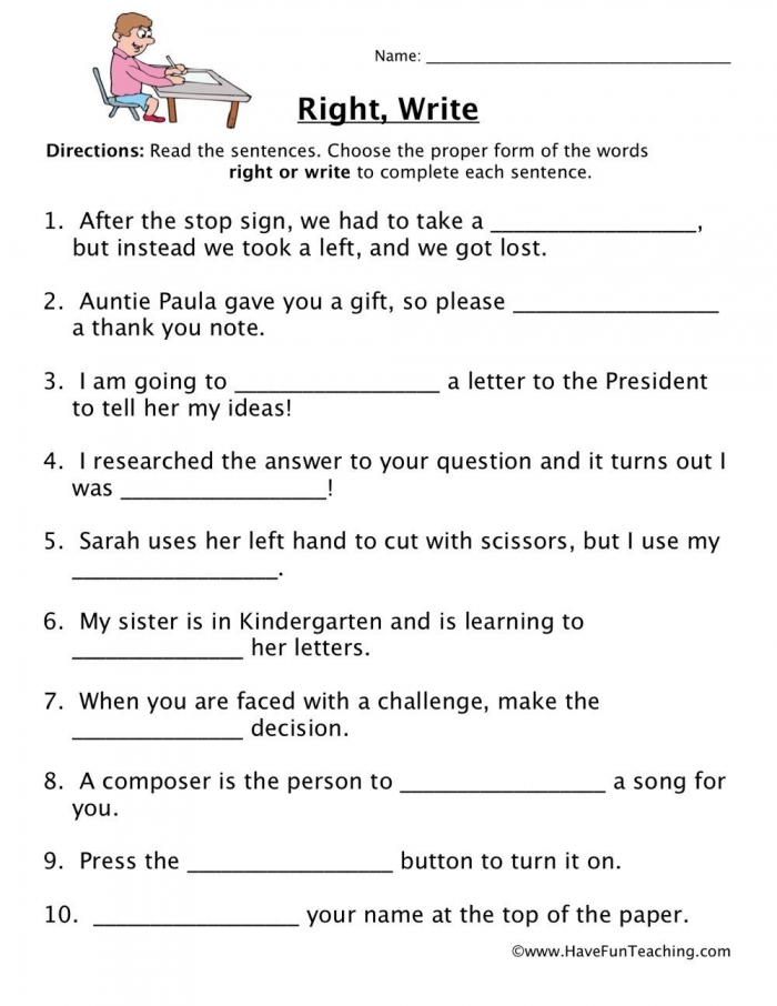 homophones and homographs worksheet