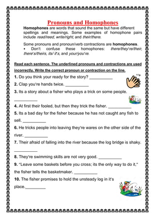 Pronouns and Homophones | PDF