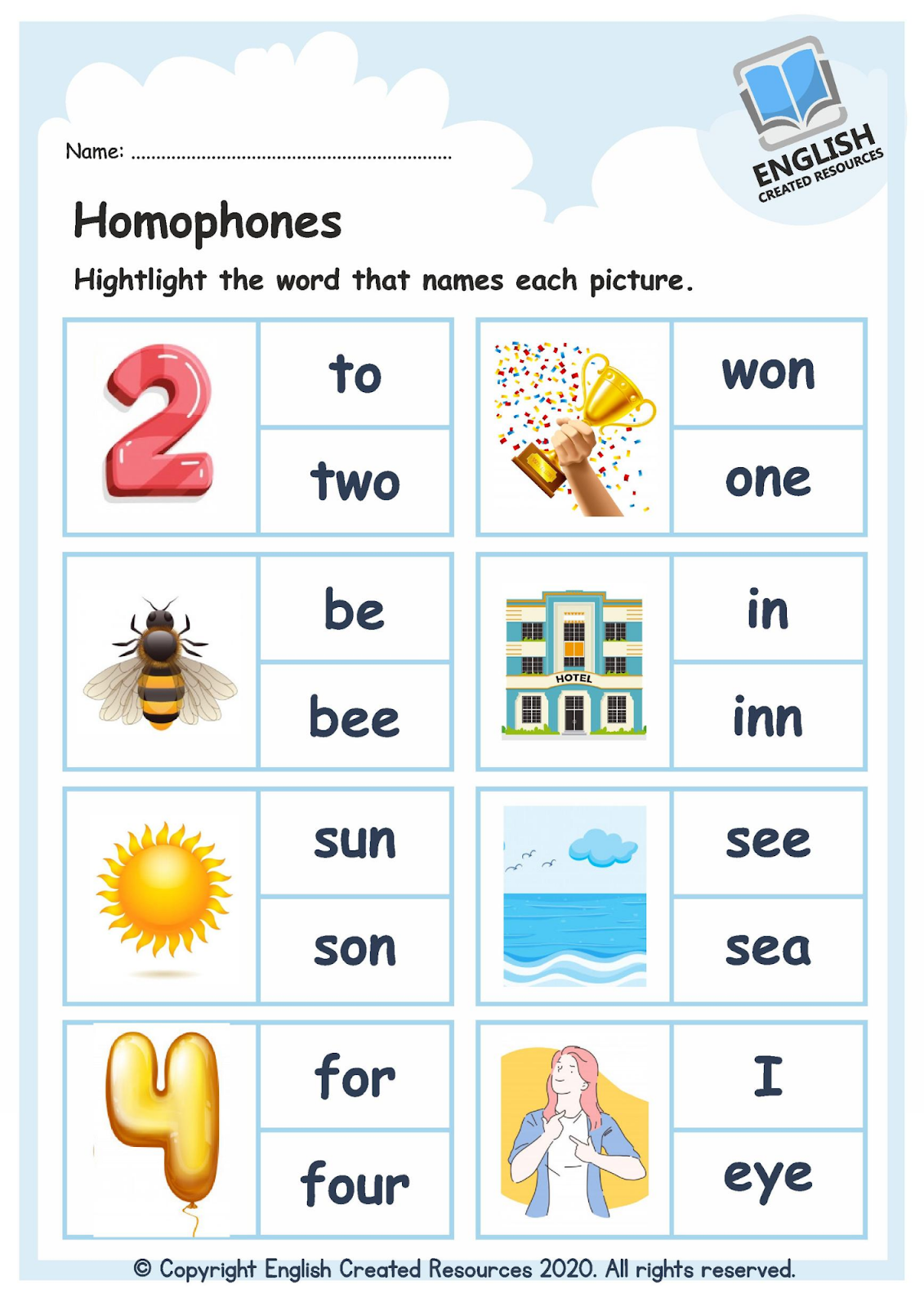 Homophones Worksheets - English Created Resources
