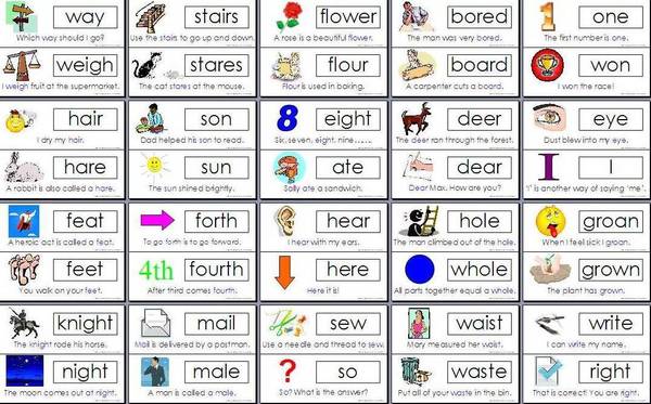homophones printable