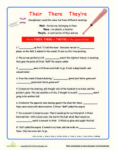 Their There Theyre Worksheet for 3rd - 5th Grade | Lesson Planet ...