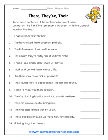 Theyre, There, and Their Worksheets - Worksheets Library