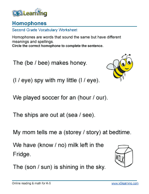 2015 Form Worsheets library Homophones Fill Online, Printable, Fillable ...