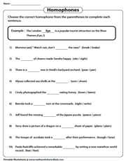 Homophones Worksheets