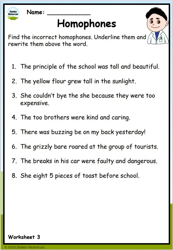 Grade 4 Homophone Worksheets | Free Printables | Worksheets