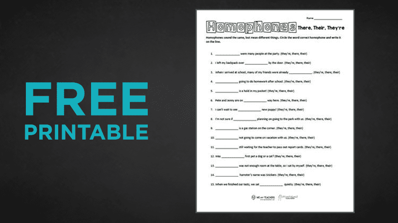 homophones worksheet for middle school
