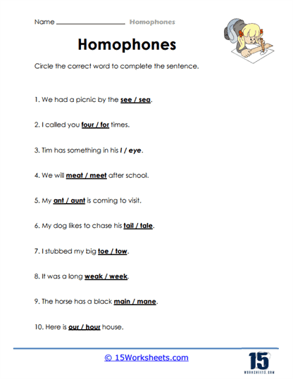 homophones worksheet grade 3