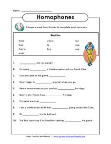 homophones worksheet high school