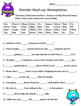 Advanced Homophones 4 | English Banana - Worksheets Library