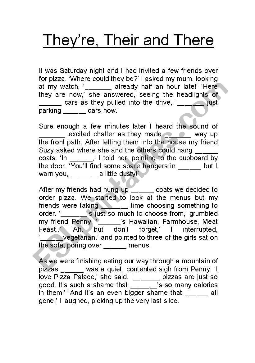 They Re Their There Worksheet