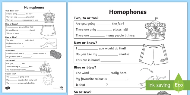 KS2 Speech and Language: Homophones Worksheet - Twinkl