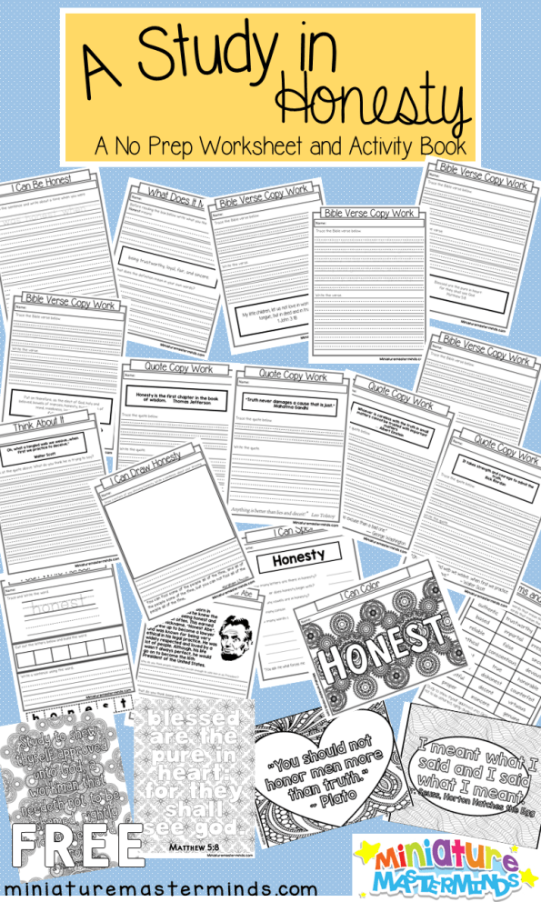 A Study In Honesty No Prep Worksheet and Activity Book - Miniature ...