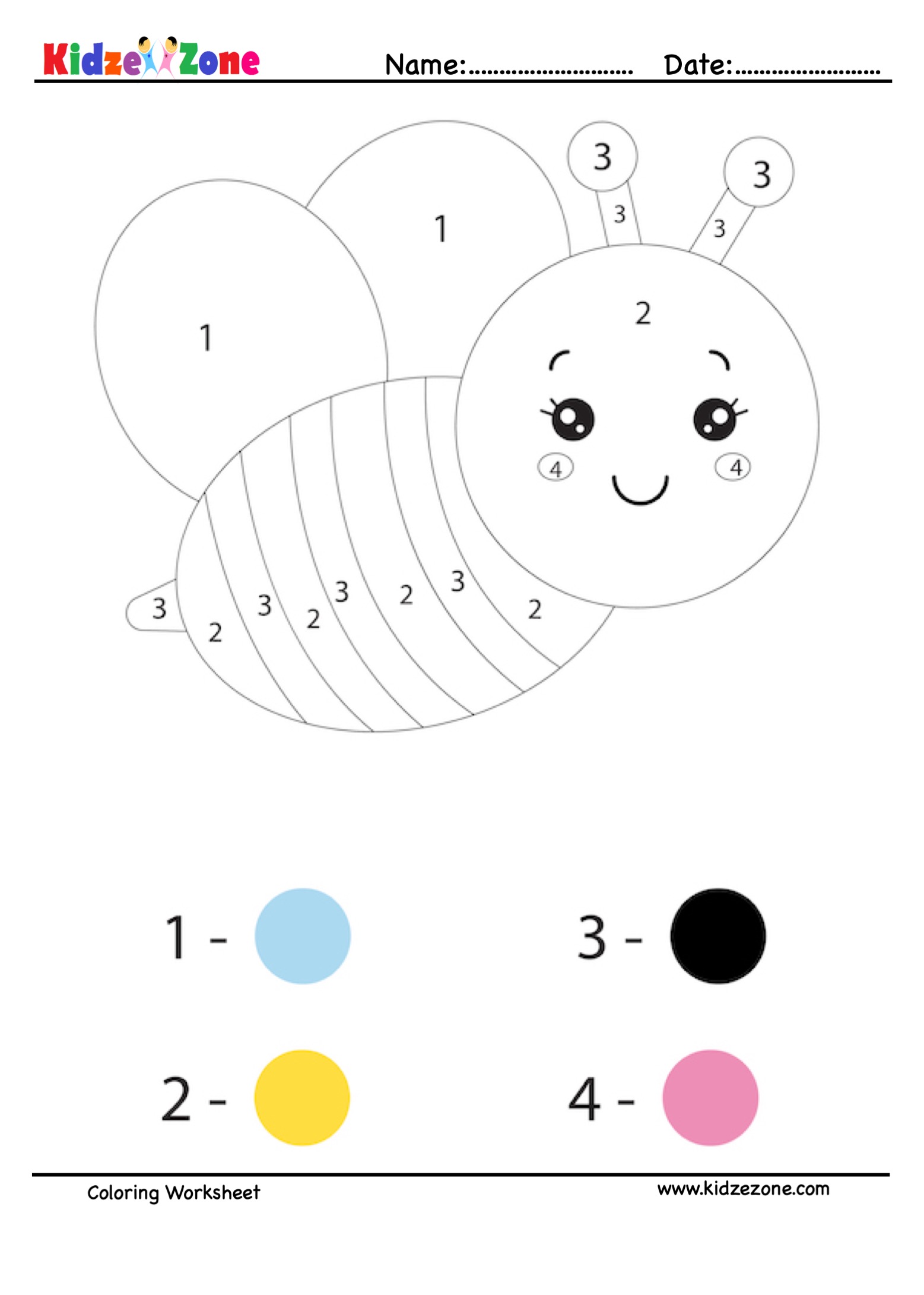 Honey Bee Coloring Fun Worksheet - KidzeZone