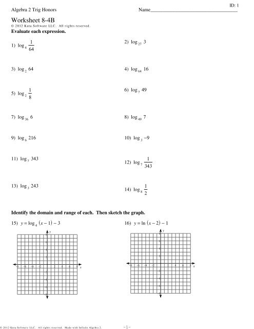 honors algebra 2 worksheet