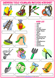 Gardening Tools ESL Vocabulary Worksheets