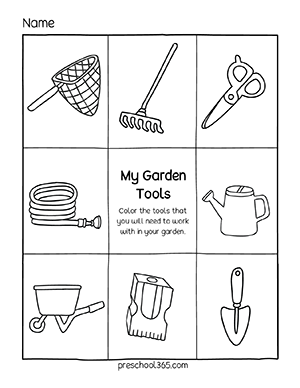 Free preschool Gardening Theme Activities L1