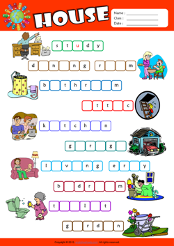 Parts of a House ESL Printable Worksheets For Kids 2
