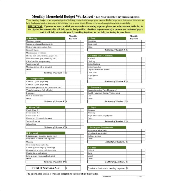 13+ Household Budget Templates - Free Sample, Example, Format ...