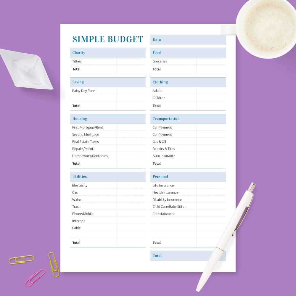 household budget worksheet pdf