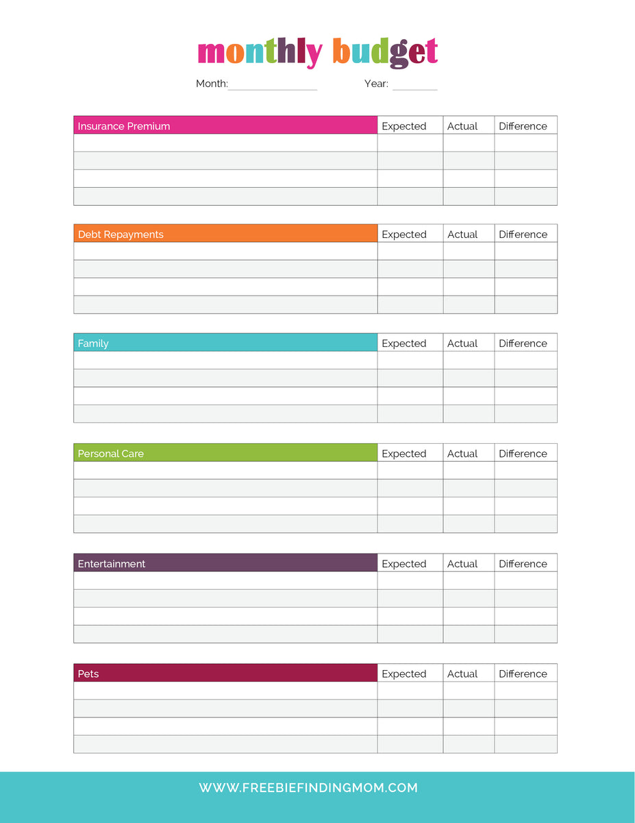 household budget worksheet pdf