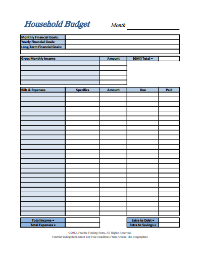 Household Budget Template: Free Download