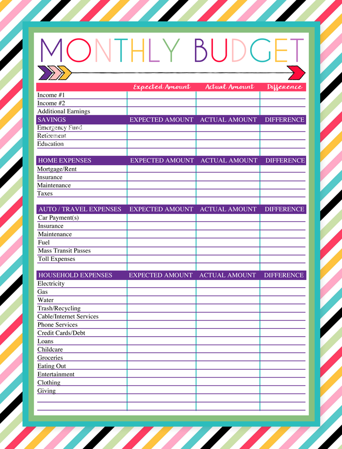Free Printable Monthly Budget Worksheet | i should be mopping the ...