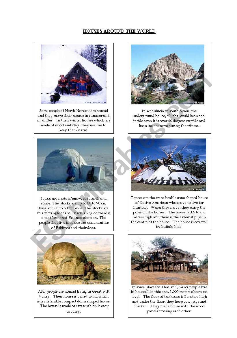 houses around the world worksheet